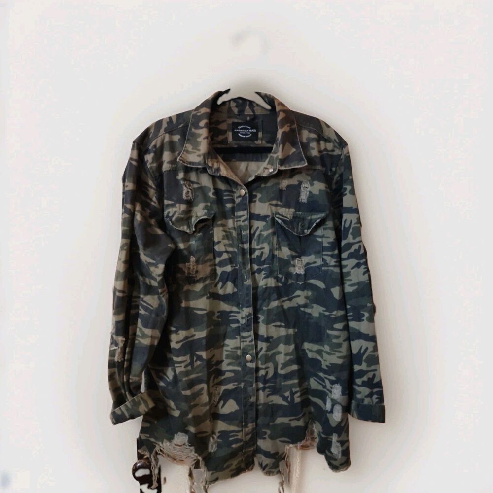 Distressed Camouflage Shirt/Jacket